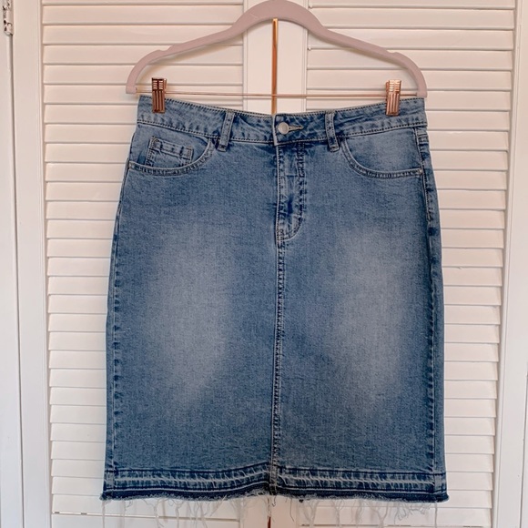Boho Stretch Jean Skirt - Picture 1 of 3